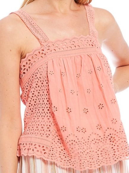 Coco + Jaimeson Eyelet Lace Trim Tank Top - Picture 5 of 13